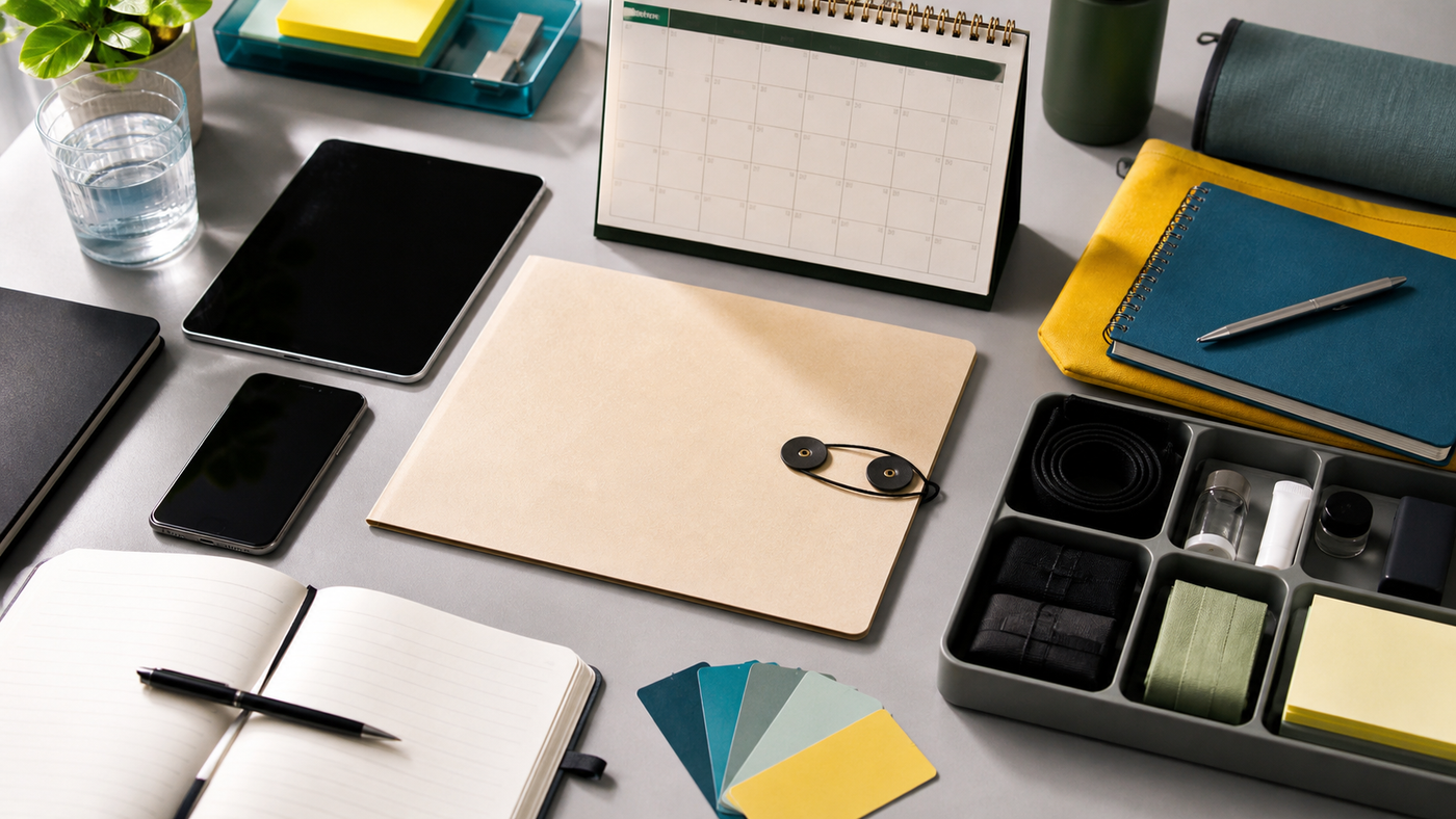 Civilian skills tools arranged around an ORNS calendar and deployment folder