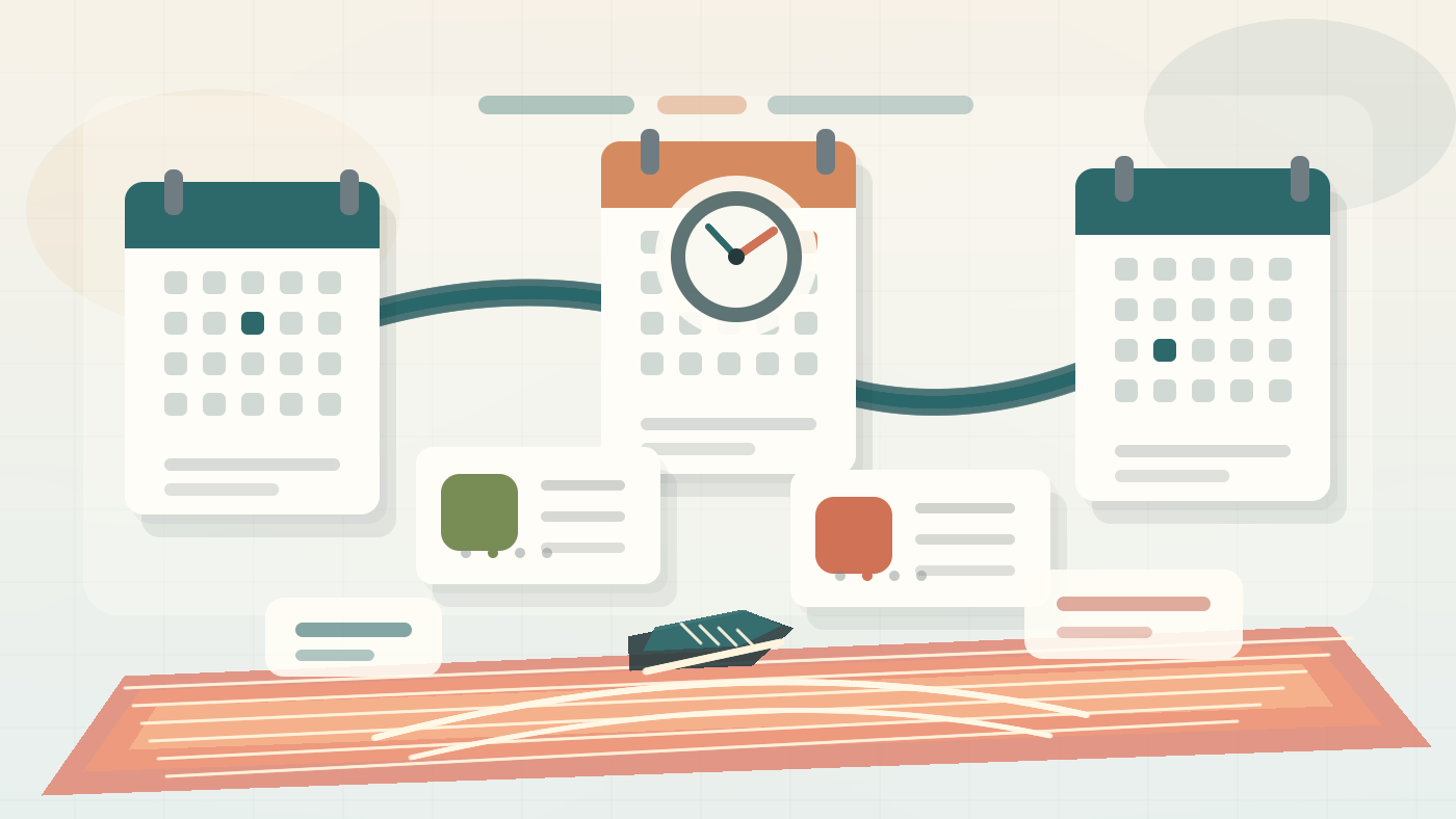 Neutral editorial illustration of an ORD date leading into first NSman IPPT calendar windows and fitness planning