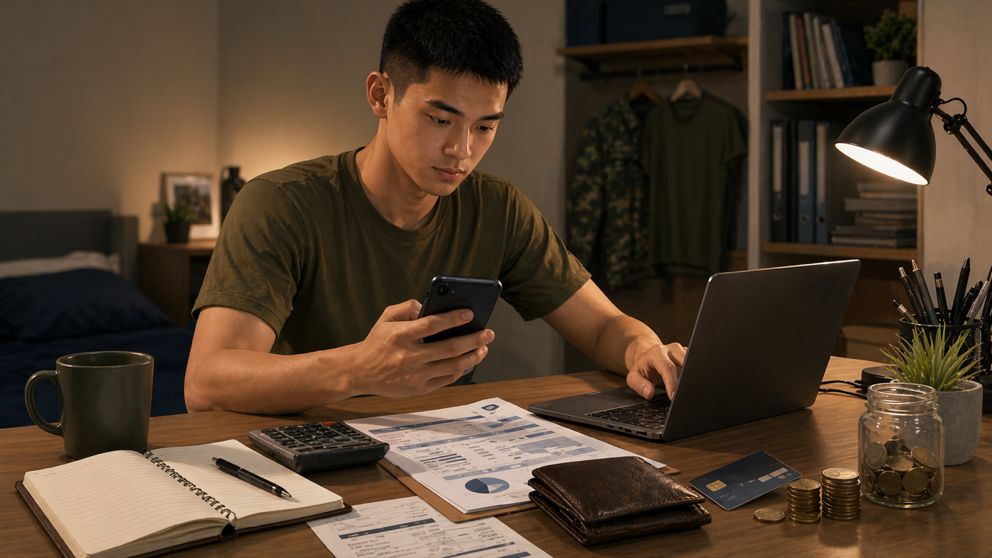 Illustrated pay admin banner with a payslip, wallet, and stacked coins.