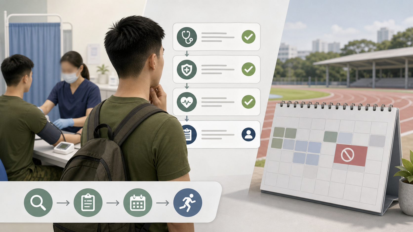 Neutral illustration of health screening before IPPT and NS FIT booking