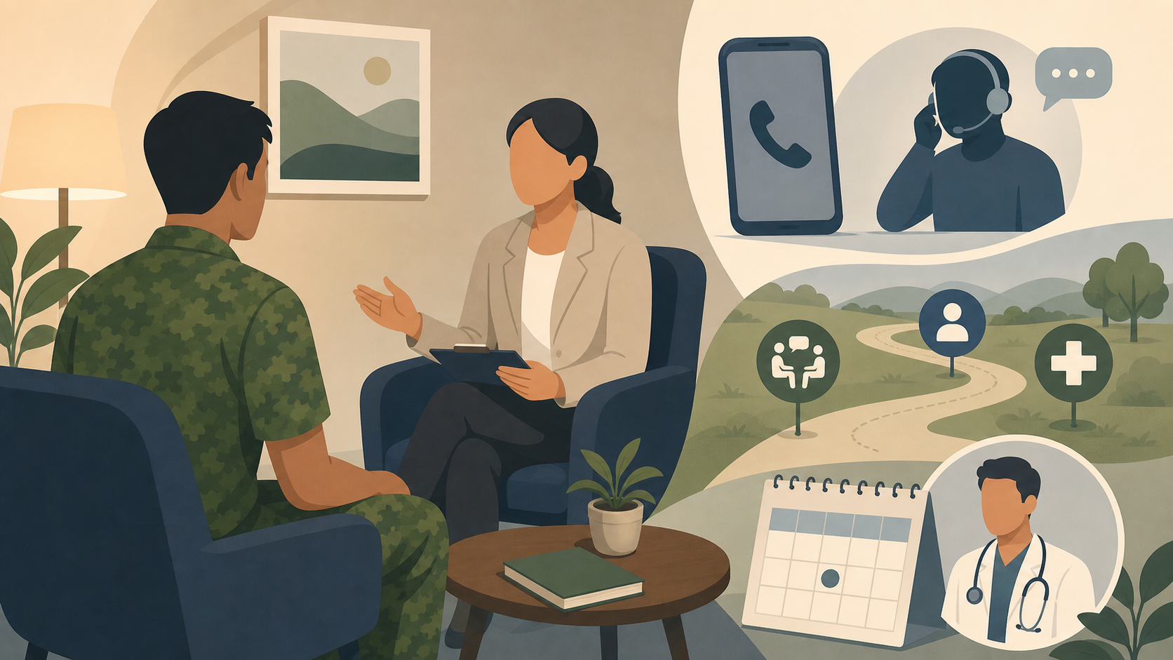 Neutral illustration of confidential mental health support pathways in NS