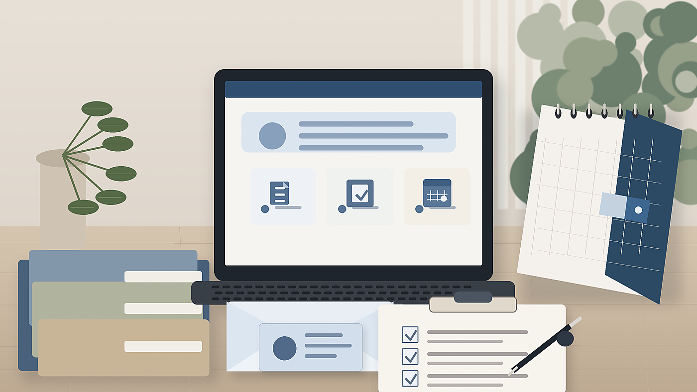 Neutral illustration of an enlistment notice timeline with status checks and calendar planning