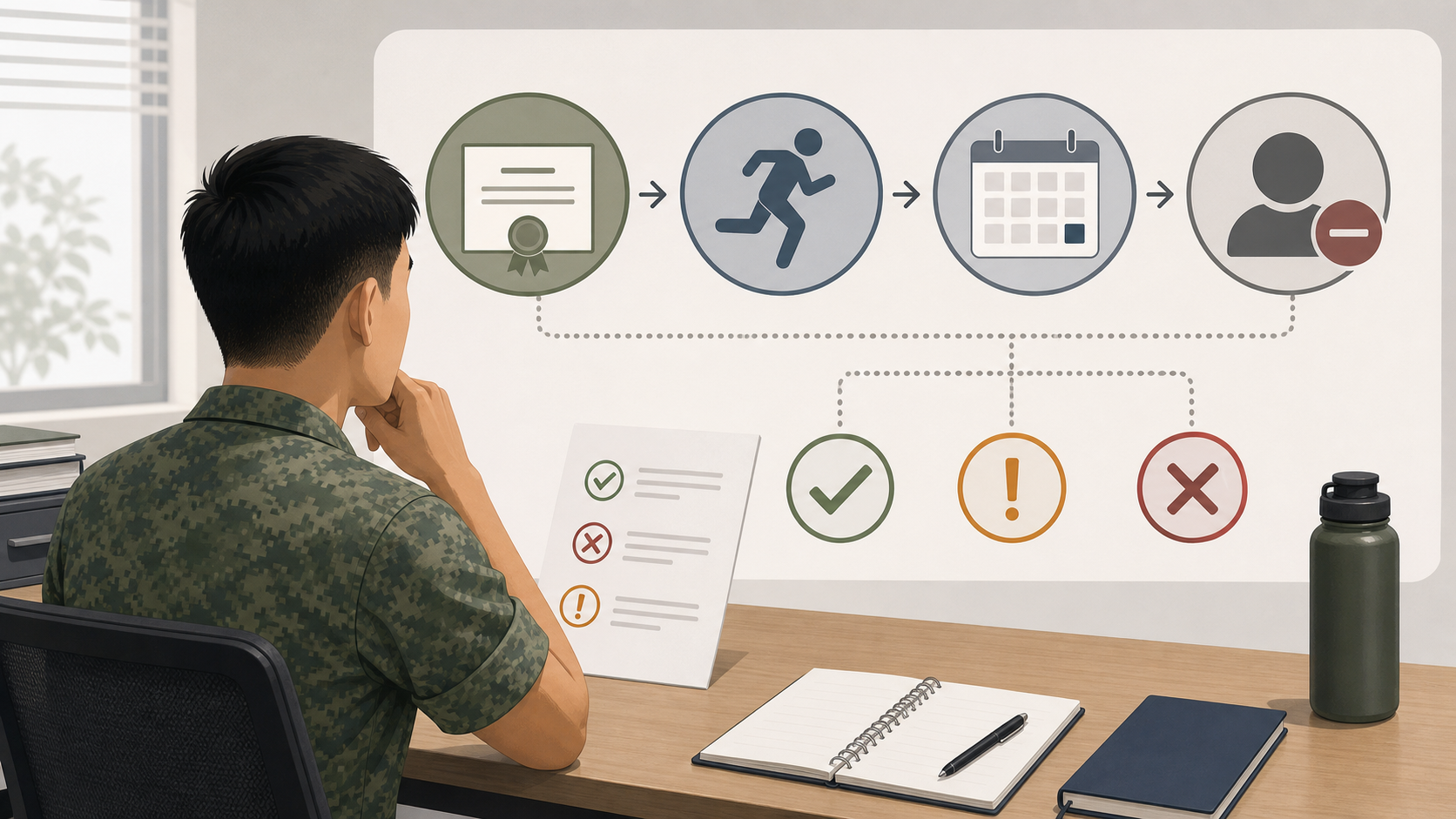 Neutral illustration of NS award eligibility and fitness compliance checkpoints