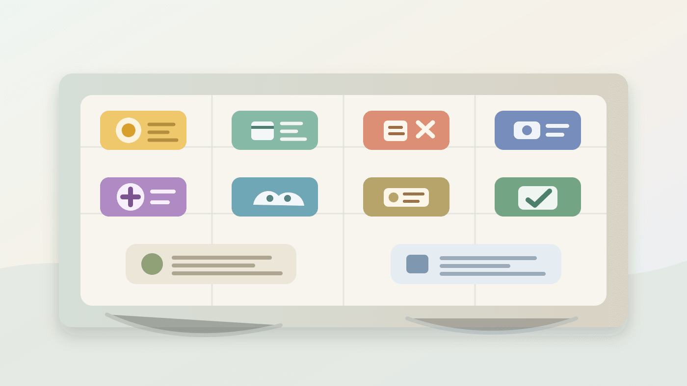 Editorial illustration of an NSF benefits checklist with allowance, leave, claim, concession, medical, dental, eMart, and credit tiles on an admin desk