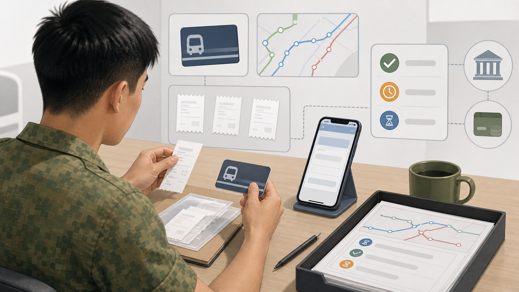 Neutral illustration of NSF transport claims and route receipts checking