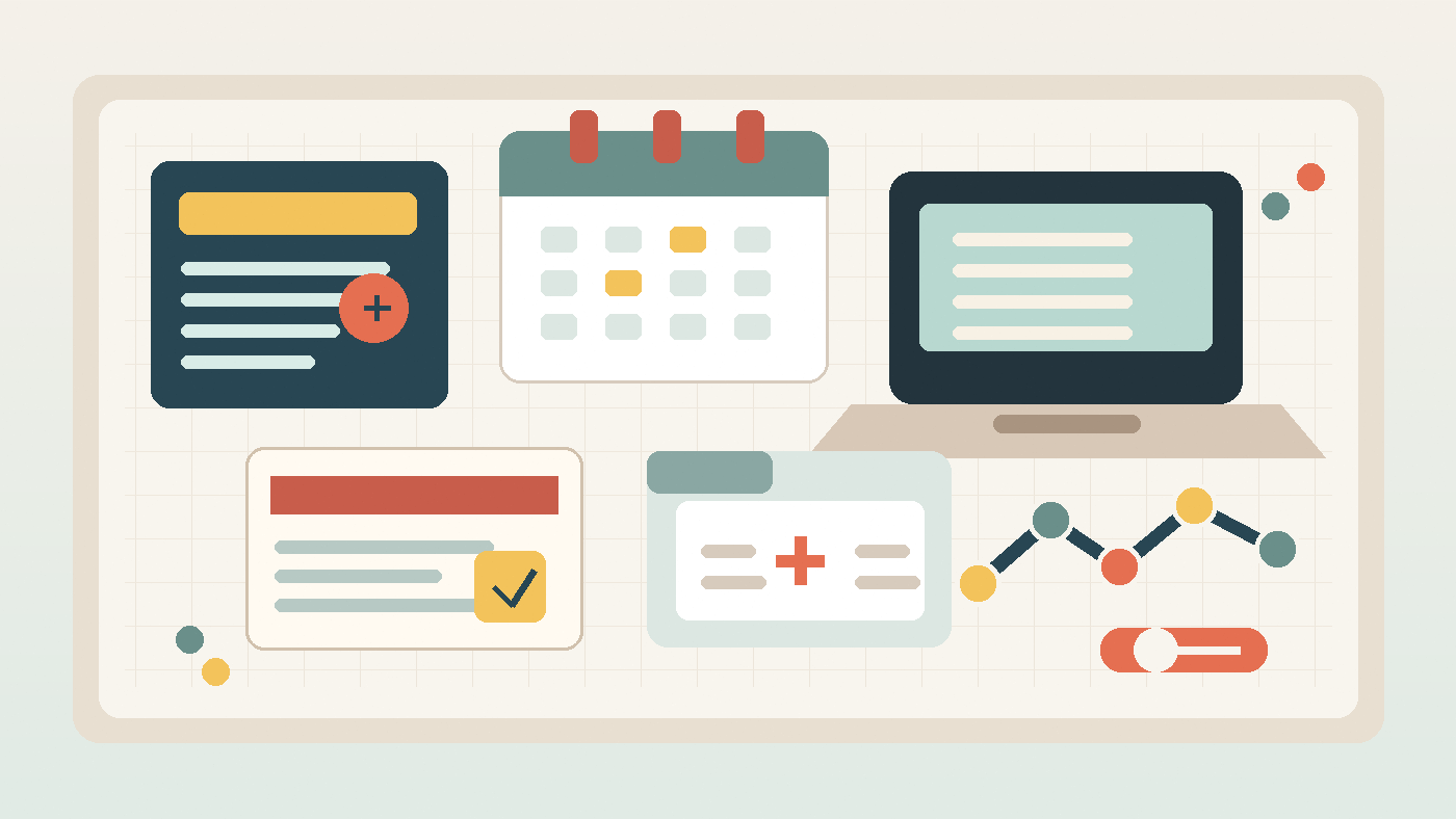 Editorial illustration of a reservist support checklist with SAF100 notice, family calendar, medical folder, work laptop, and unit contact card on a desk