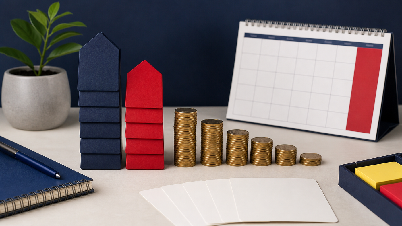 Two Home Team rank ladders beside allowance coins, vocation cards and a calendar