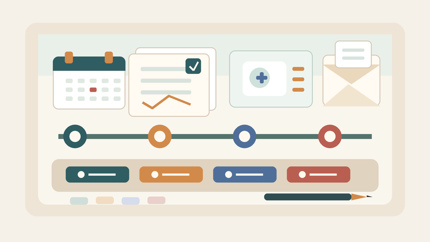 Neutral editorial illustration of an early enlistment planning desk with a calendar, consent form, medical-screening card, and study-path timeline